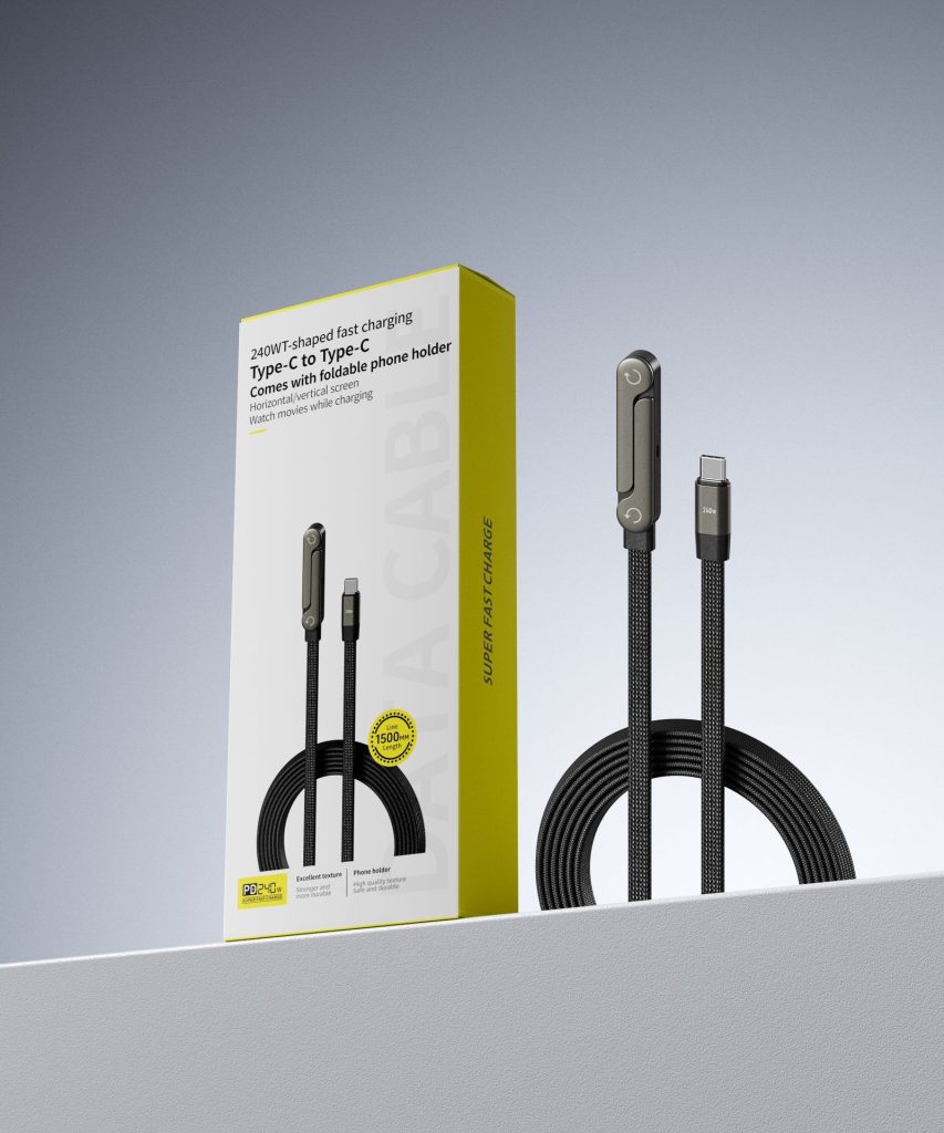 Fast Charging Foldable Bracket Data Cable 2-in-1 Data Wire Foldable Phone Tablet Stand Type-C To Type-C USB-A To Type-C