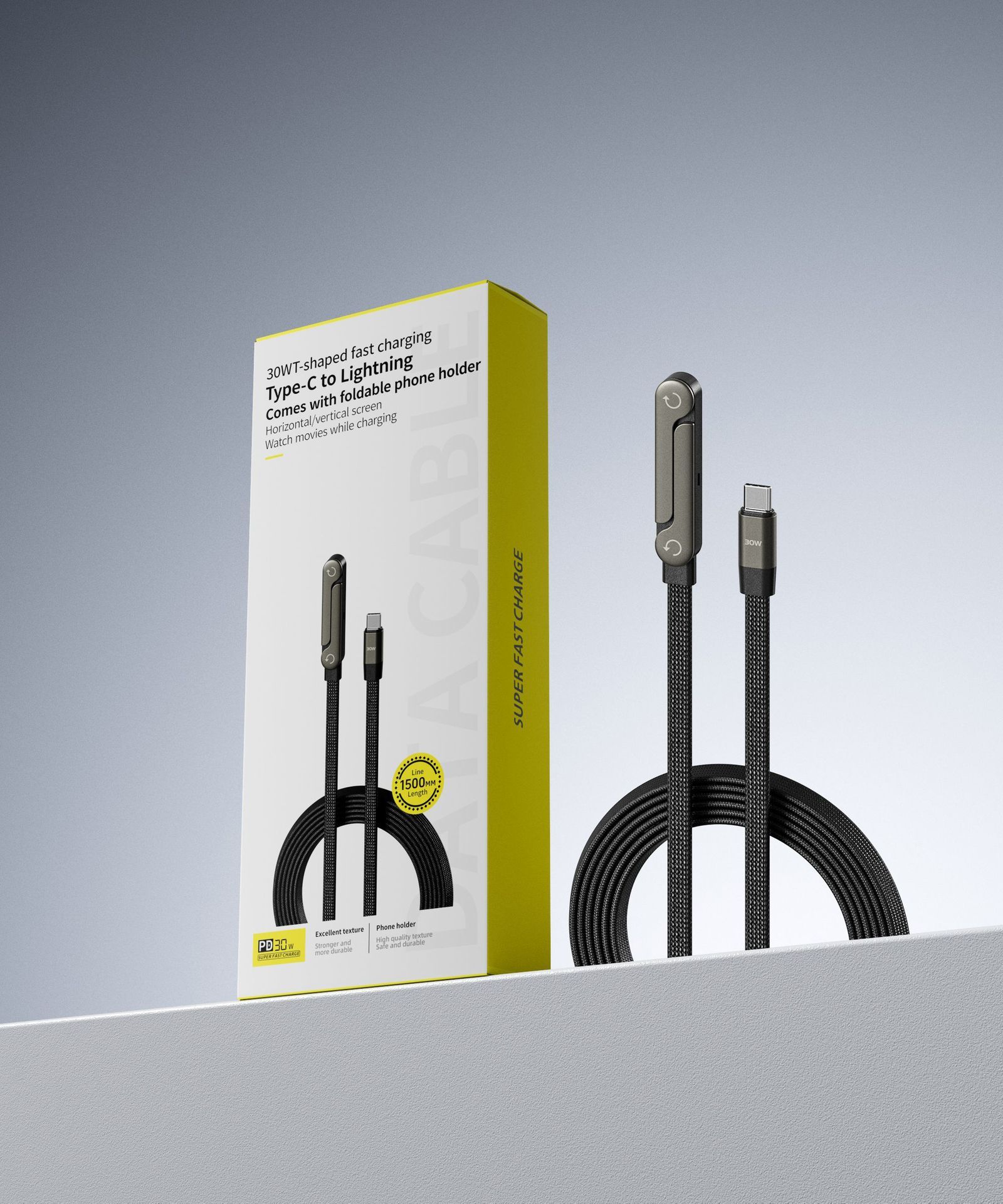 Fast Charging Foldable Bracket Data Cable 2-in-1 Data Wire Foldable Phone Tablet Stand Type-C To Type-C USB-A To Type-C - Image 5